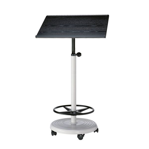 officeplus Stehpult Rolls Comfort, Gestell lichtgrau, höhenverstellbar, auf Rollen, kippsicher, Tischplatte halbrund oder rechteckig, Dekor wählbar